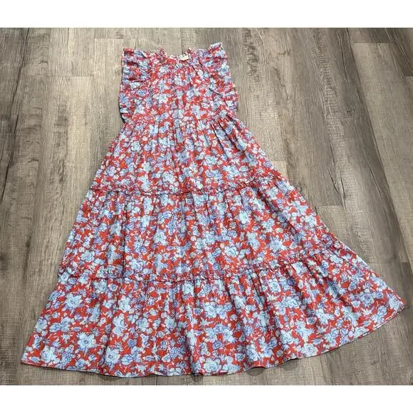 Love the Label Poppy Maxi Dress In Paola Floral Print Smocked Tiered Sz S EUC - Picture 4 of 8